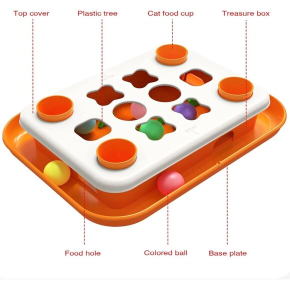 AUTENS Cat Toy Puzzle Track Ball Feeder Interactive Chase Exercise Treat Hunting - Picture 6 of 7